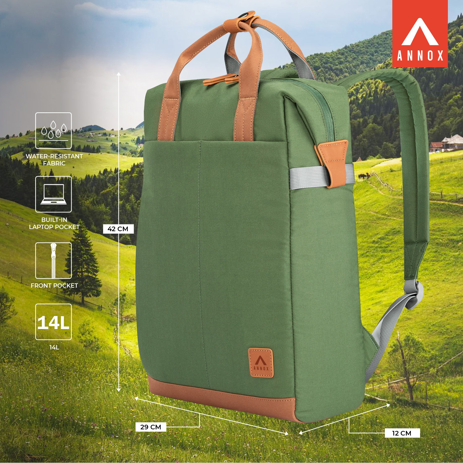 Rucsacul Annox Urmează-ți Pasiunea – rucsac rezistent la apă din material reciclat