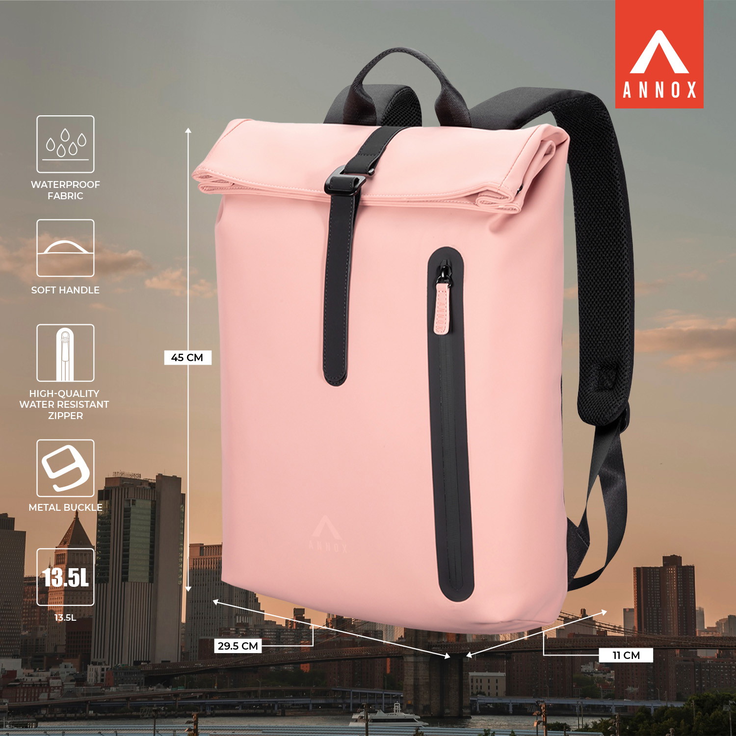 Rucsac casual pentru laptop Annox 15.6” – rezistent la apă din PU