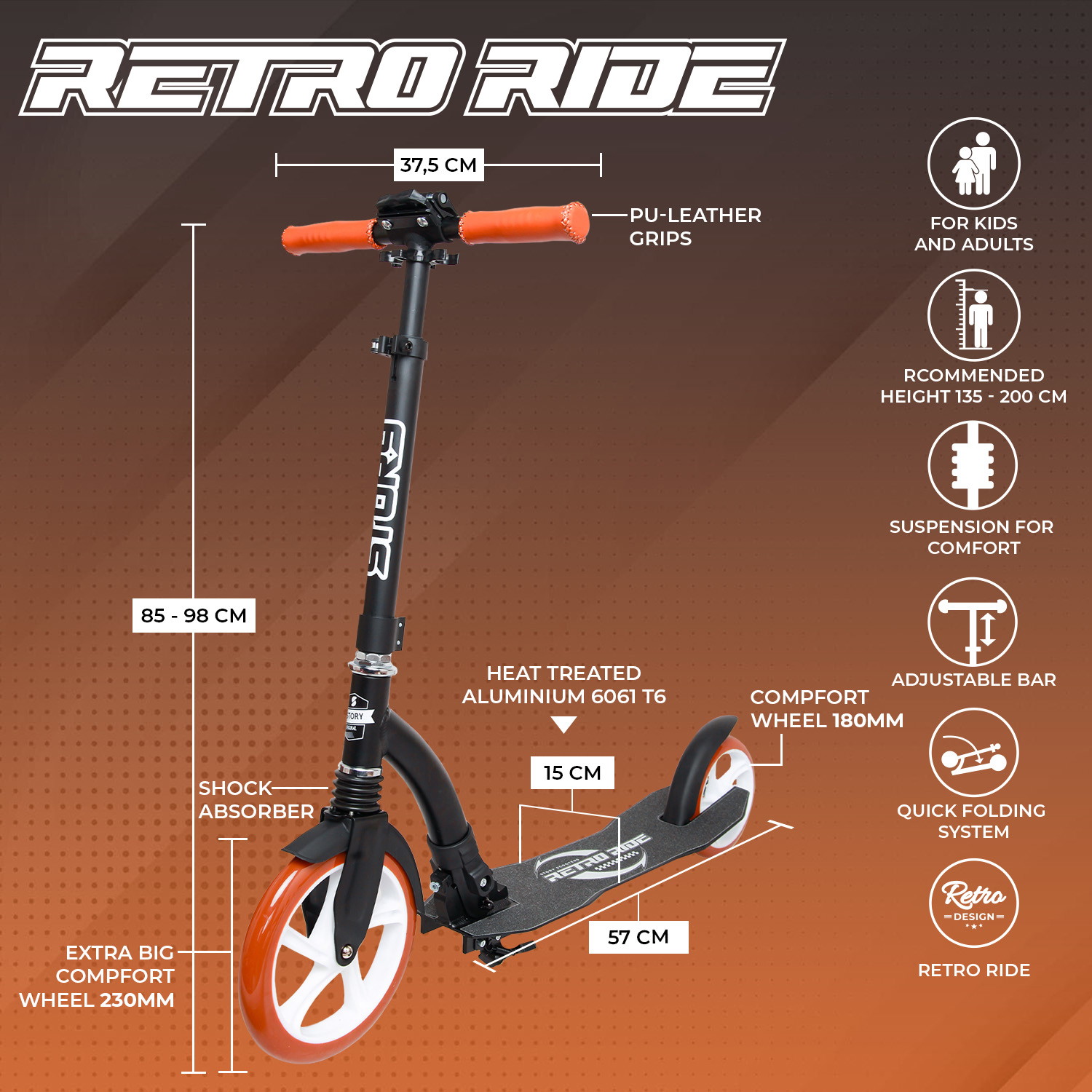 Story Retro Ride Trotinetă Comutator Pliabilă