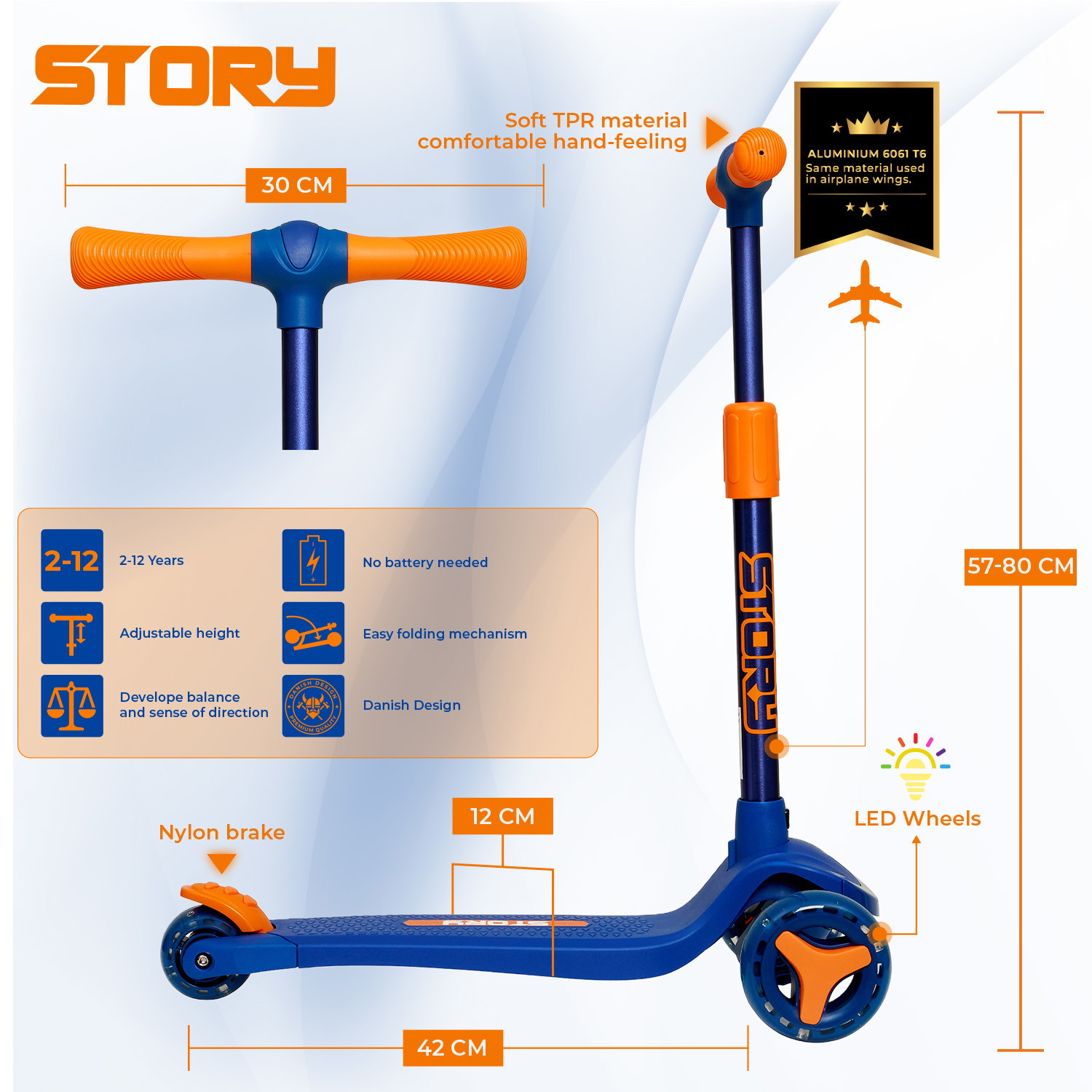 Story Mini Friends LED deluxe trotinetă cu 3 roți pentru copii