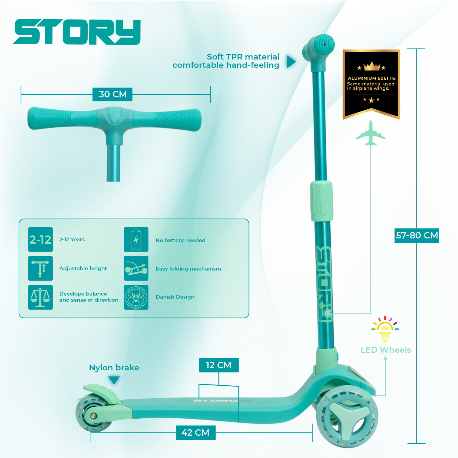 Story Mini Friends LED deluxe trotinetă cu 3 roți pentru copii