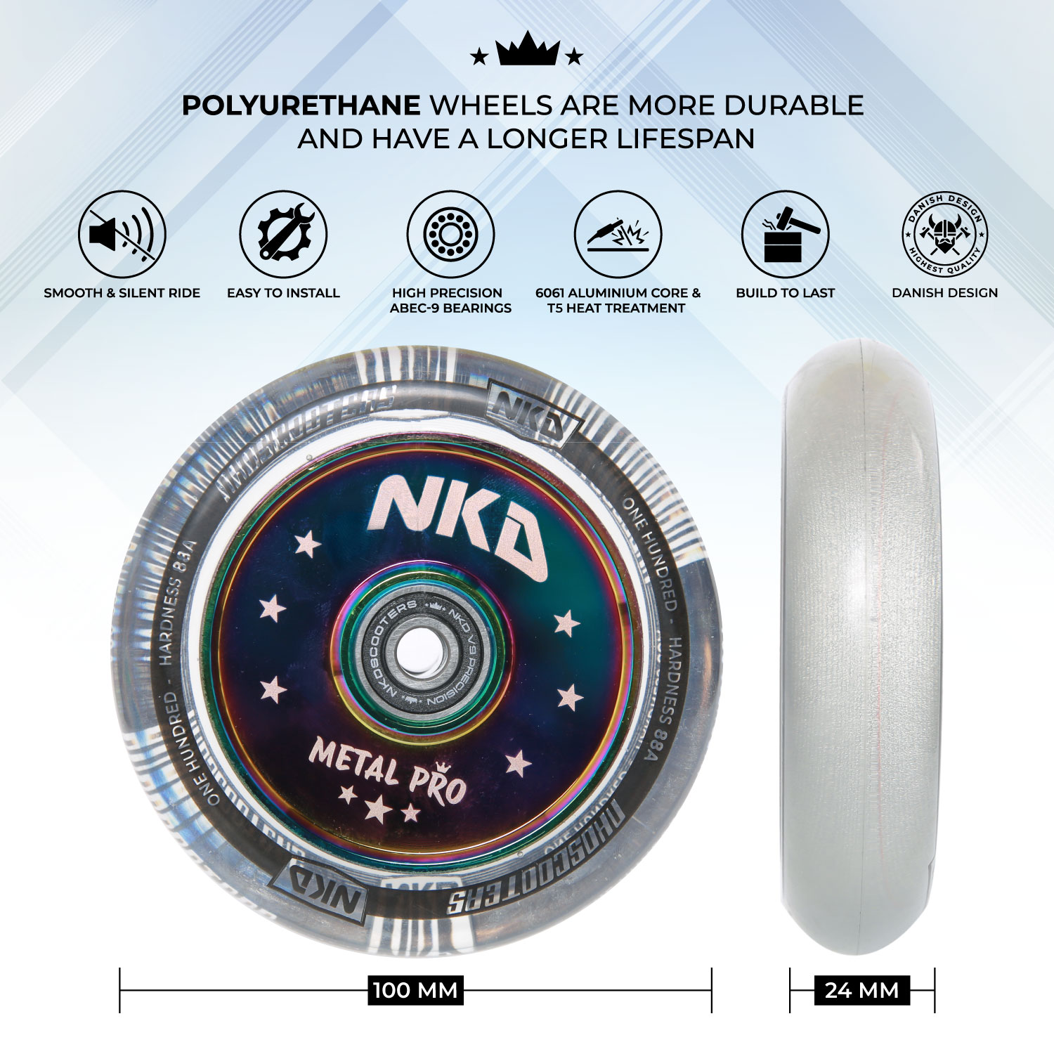 Rola de metal NKD pentru trotinete