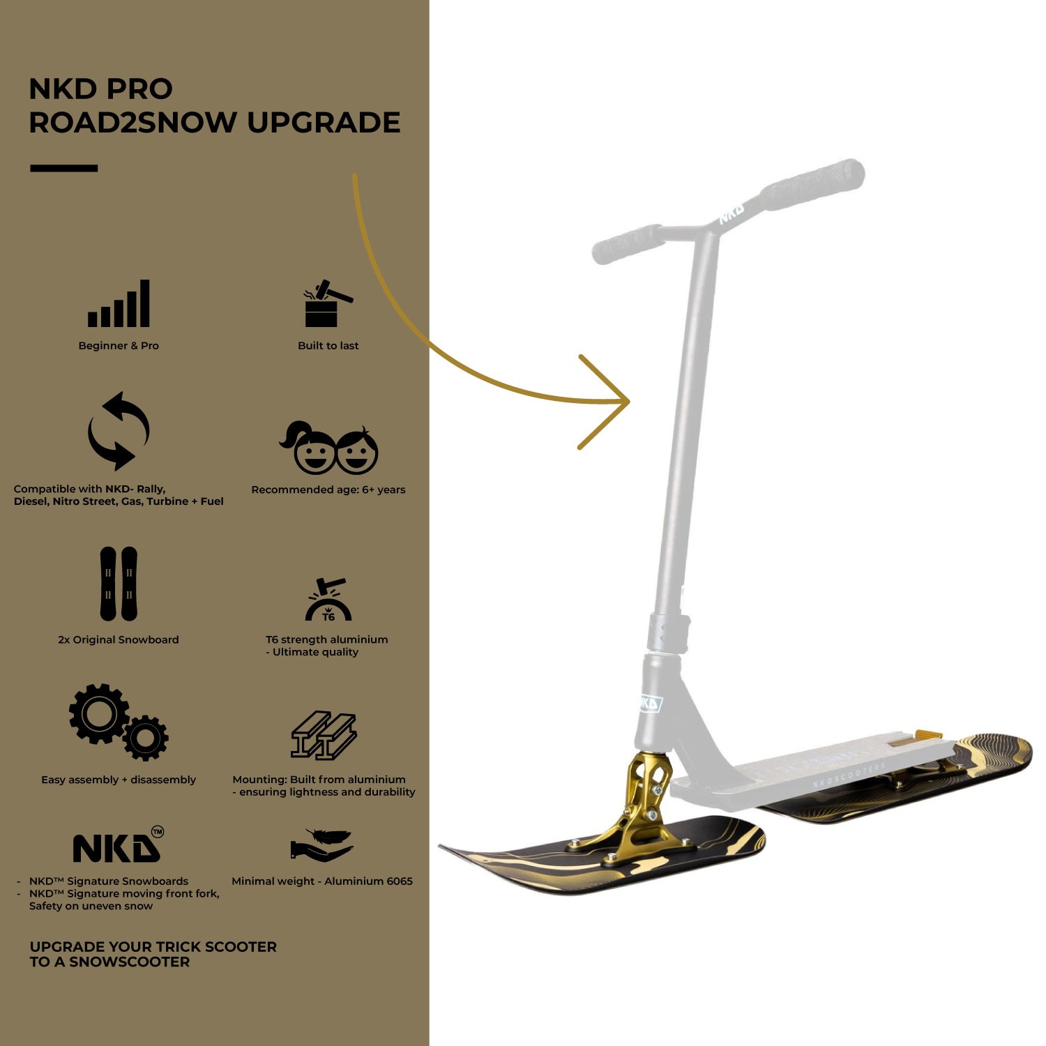 NKD Pro Road2Snow Snowboard pentru Trotinetă