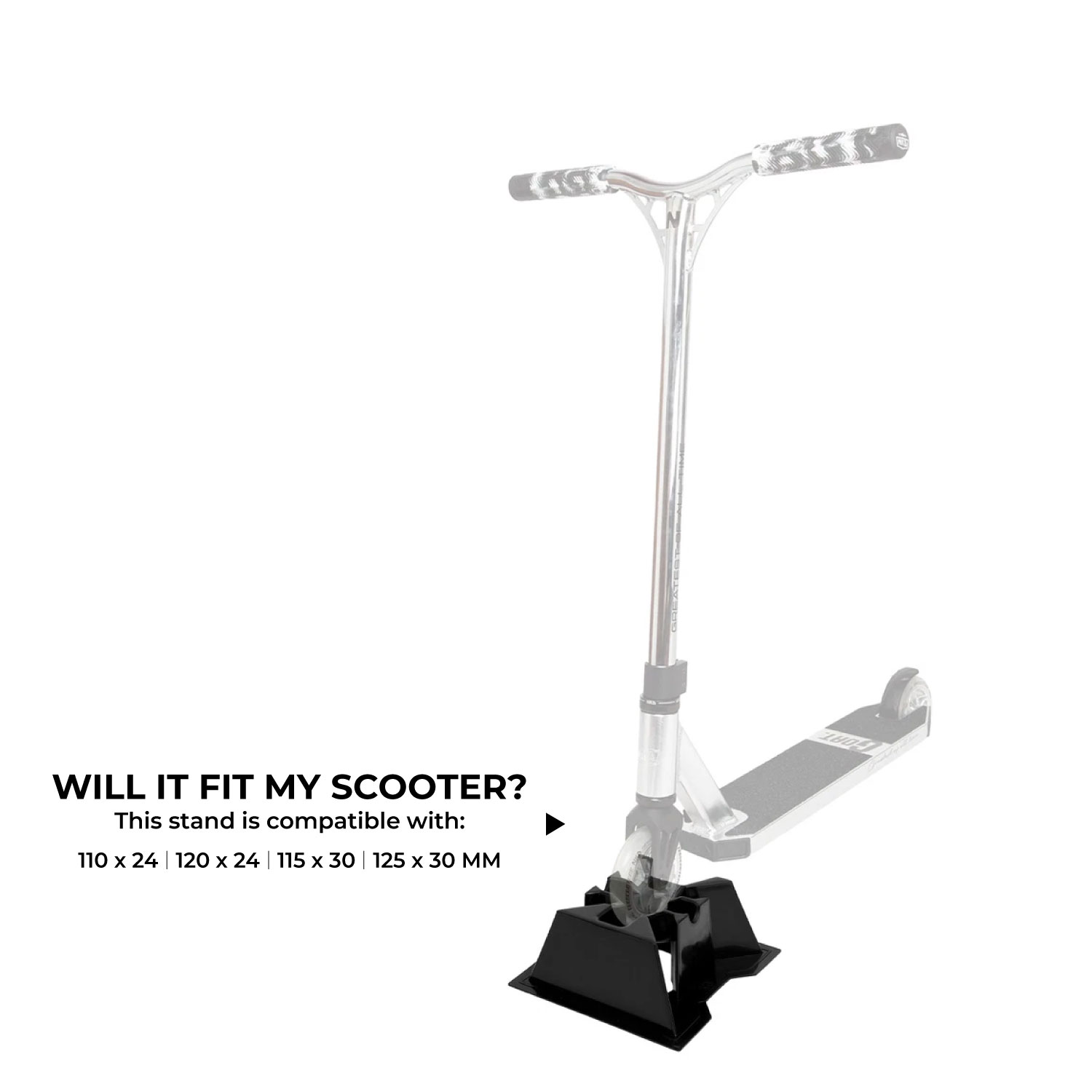 NKD Pro Scooter Stand – Suport stabil pentru roți de 110–125 mm, lățime 24/30 mm