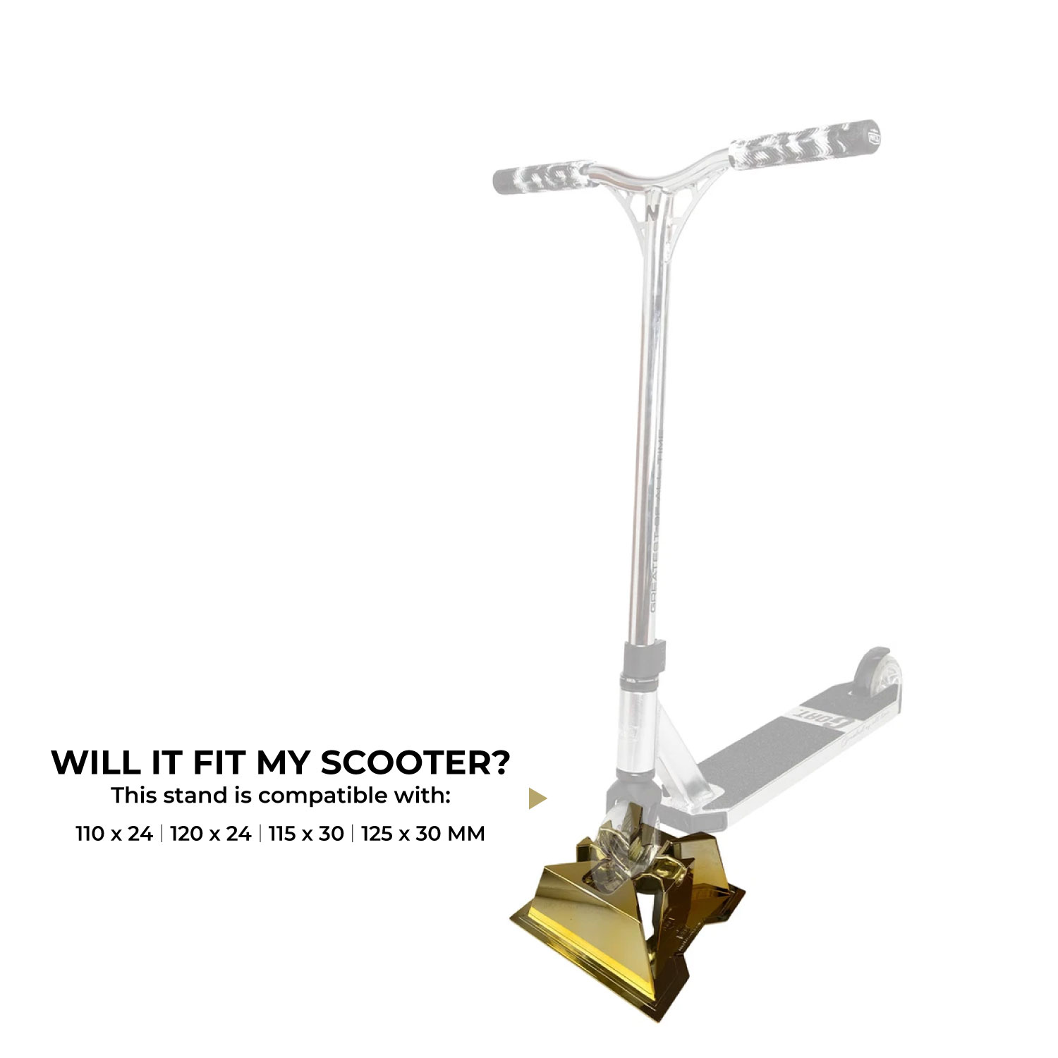 NKD Pro Scooter Stand – Suport stabil pentru roți de 110–125 mm, lățime 24/30 mm