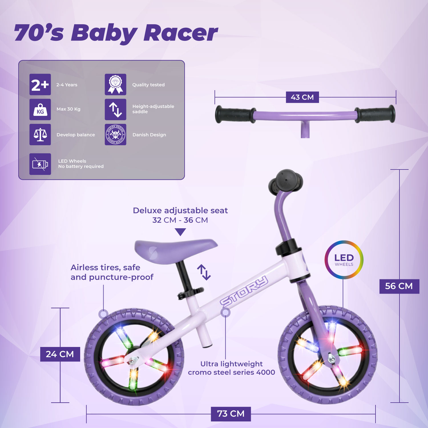 Bicicletă de Echilibru Story 70's Baby Racer 