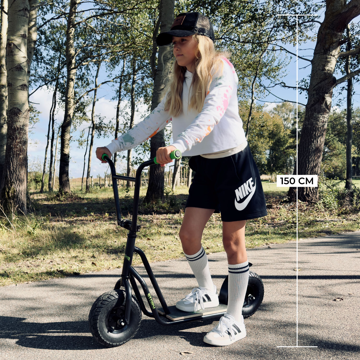 Scooter Urban Chopper cu Roți de Pneuri Plate